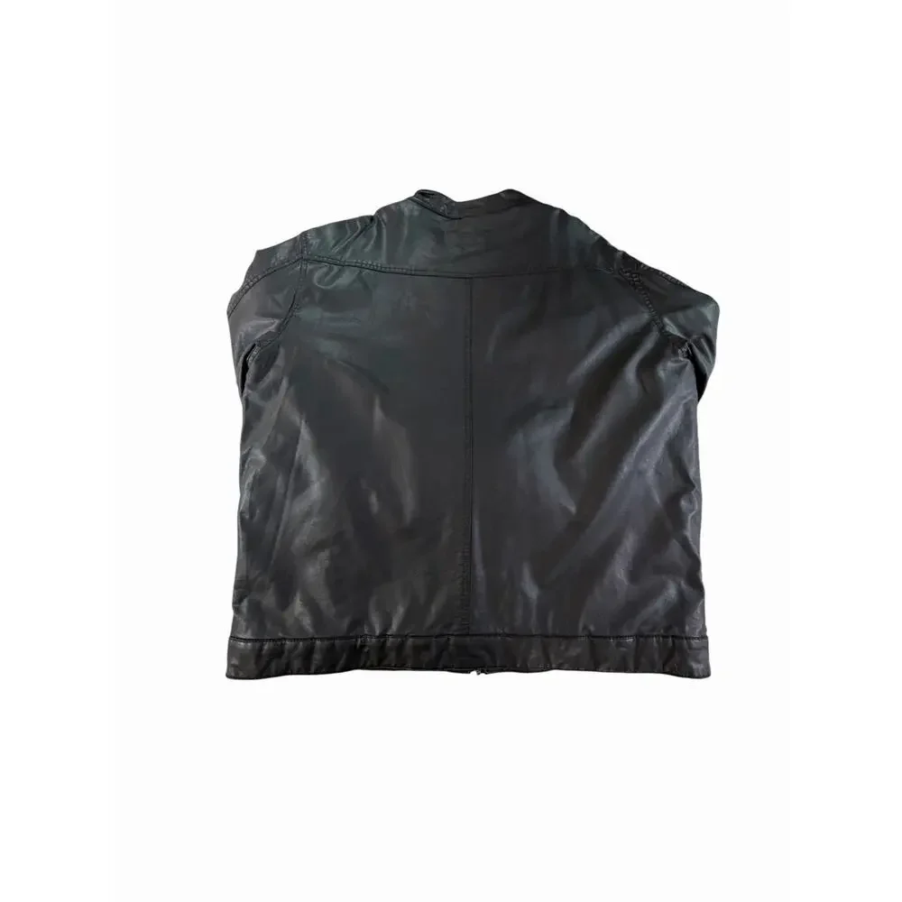 APT 9 Faux Leather Moto Jacket Mens XXL Black Full Zip Motorcycle Vegan Coat